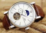 IWC Portofino Tourbillon Moon Phase Fake Watch SS Brown Leather Strap
